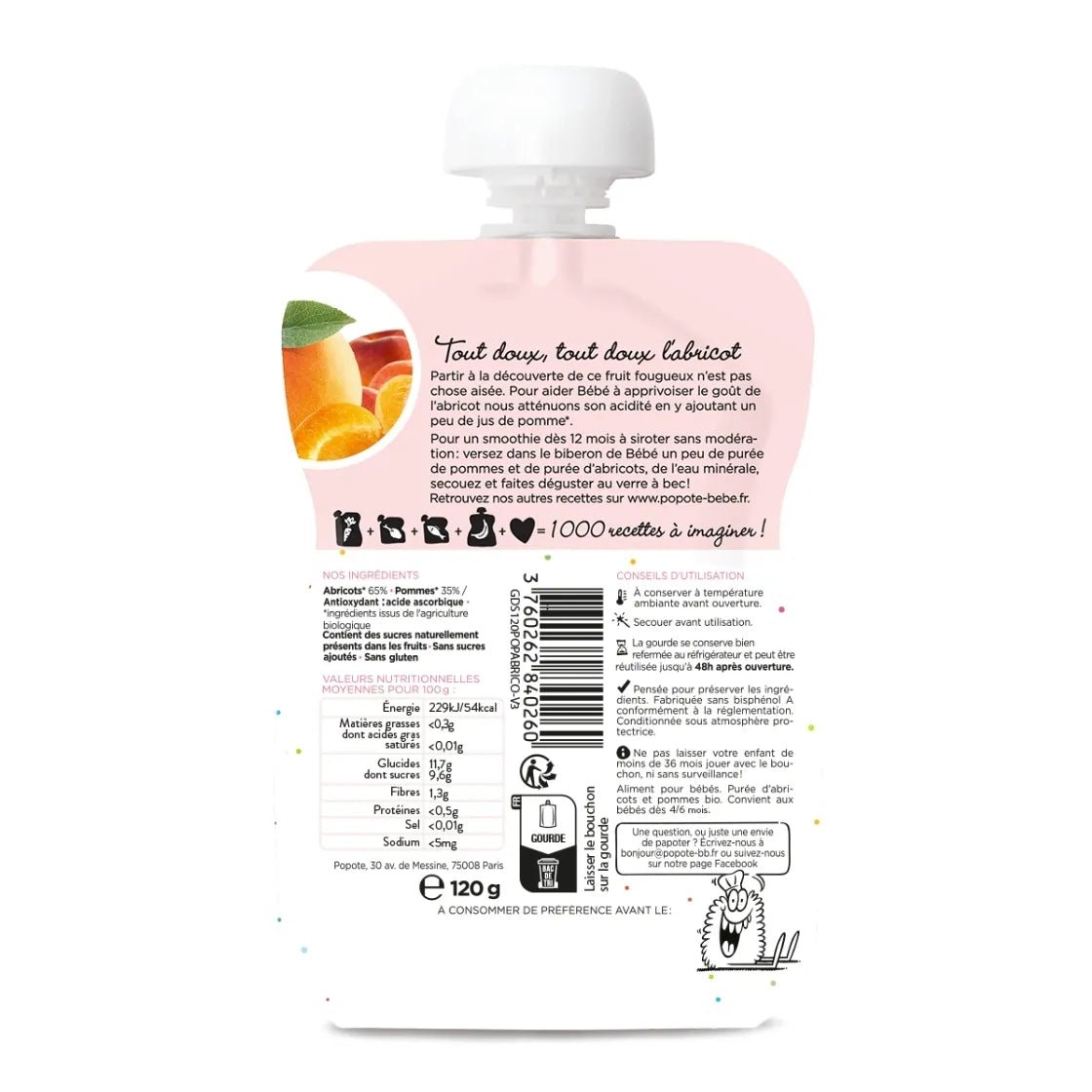 Composition et valeurs nutritionnelles compote bio abricot bébé - Popote Bébé