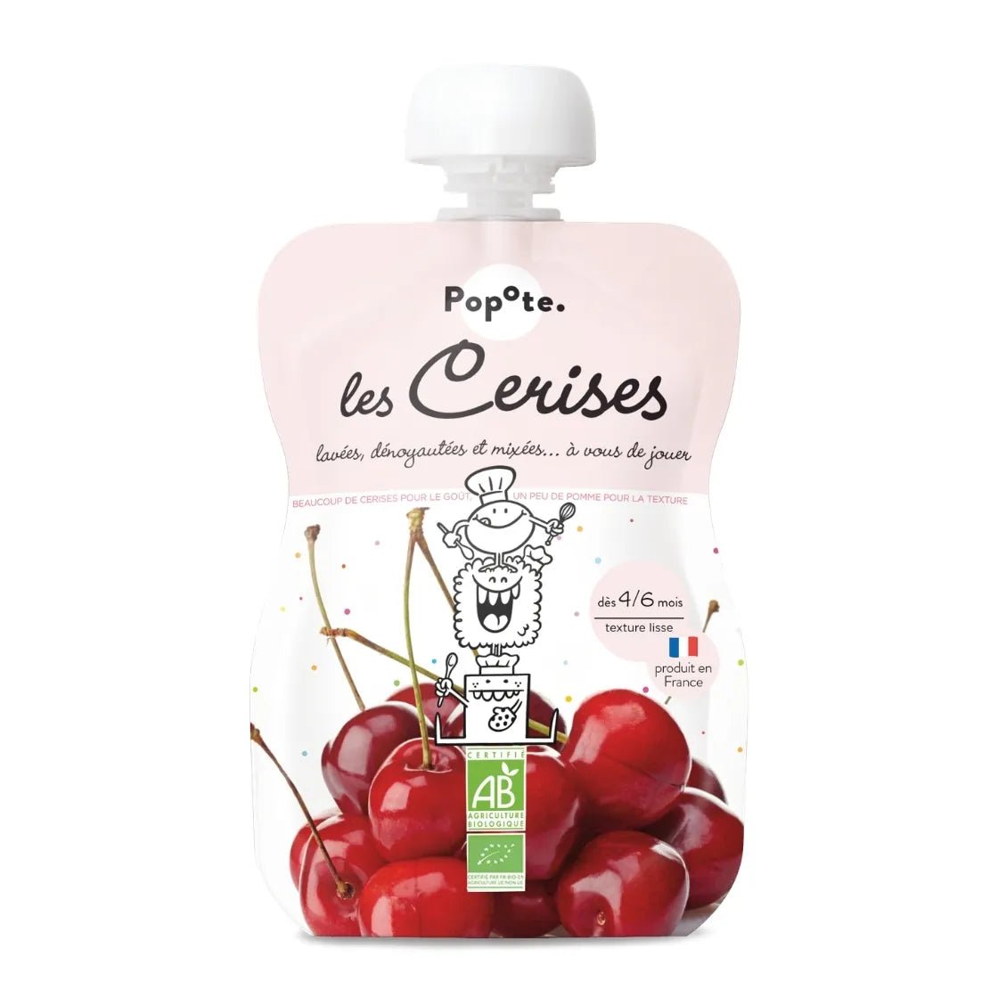 Compote bio cerises 120g pour bébé dès 4-6 mois - Popote Bébé