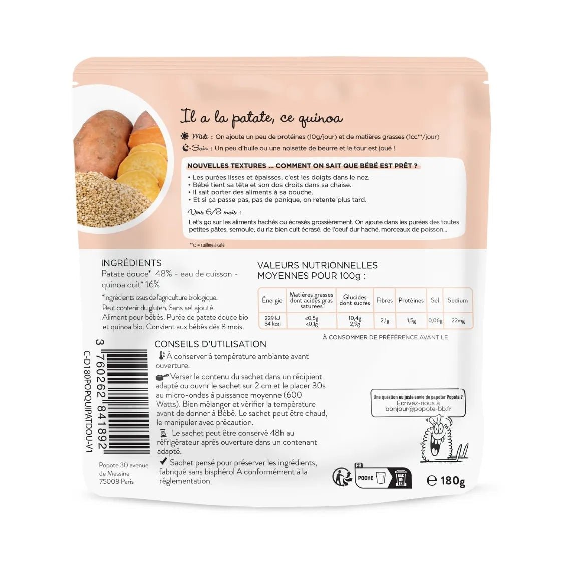 Les Moulines Patate Douce Quinoa - Popote Bébé